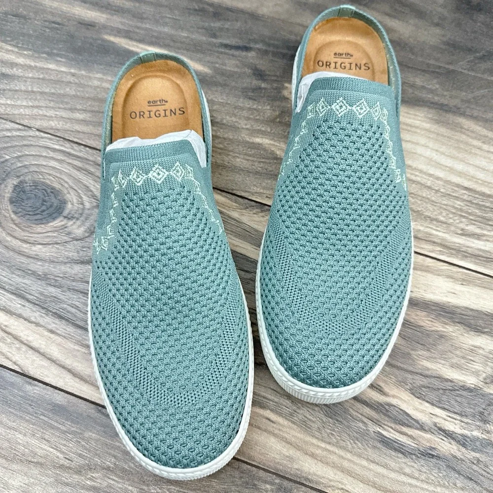 NIB Earth Origins Zilly 8 39 Slip On Comfort Casual Sneaker Mules Dusty Green - Picture 2 of 13